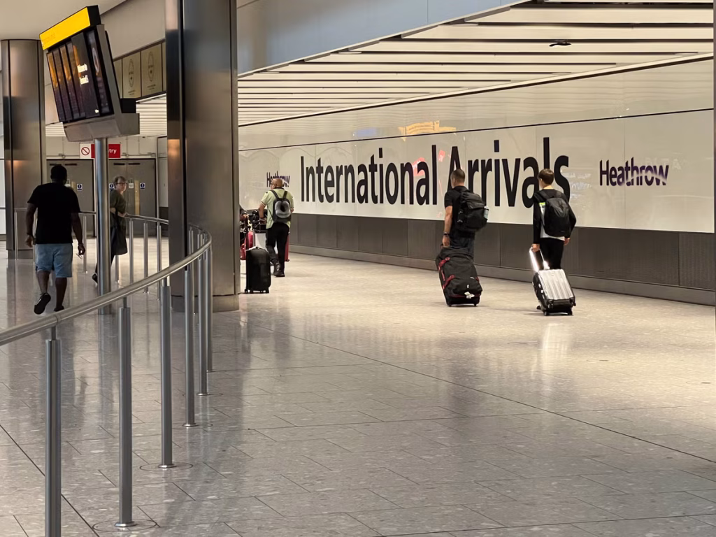 Arrivals area at London Heathrow Airport
